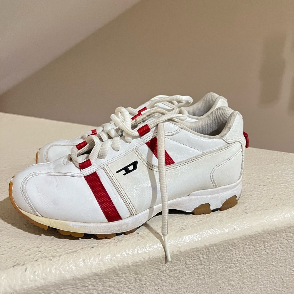 Diesel Psyke Leather Sneakers Women’s Trainers Shoes Sz 8 White Vintage RARE